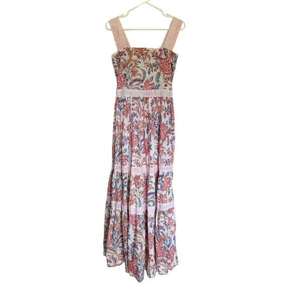 Gingy NOTTING HILL BLOCK PRINT MAXI DRESS HIBISCUS VINE - Picture 2 of 5